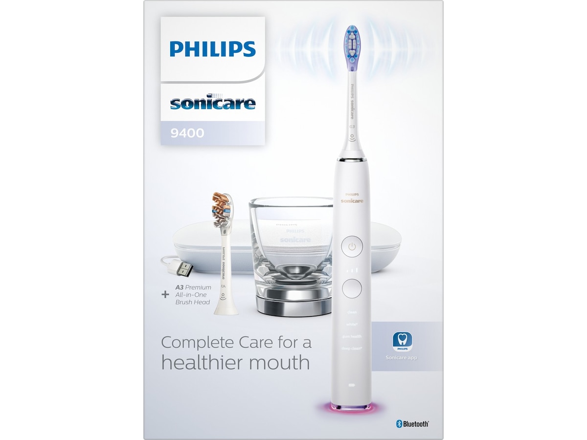 Philips DiamondClean Smart 9400 Sonic eletrisk tannbørste HX9917/88 (hvit) Elektriske tannbørster