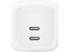 Belkin Dual USB-C PD GaN 67W vegglader (hvit) Mobilladere
