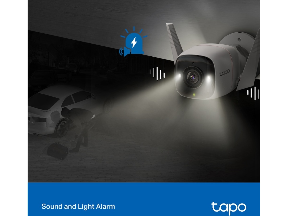 TP-Link Tapo C320WS 2K WiFi Utendørs kamera (hvit) Overvåkningskameraer