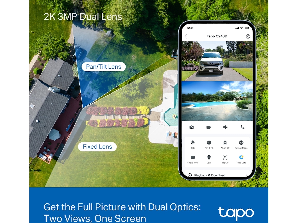 TP-Link Tapo C246D  Indoor/Outdoor Dual Lens overvåkningskamera Overvåkningskameraer