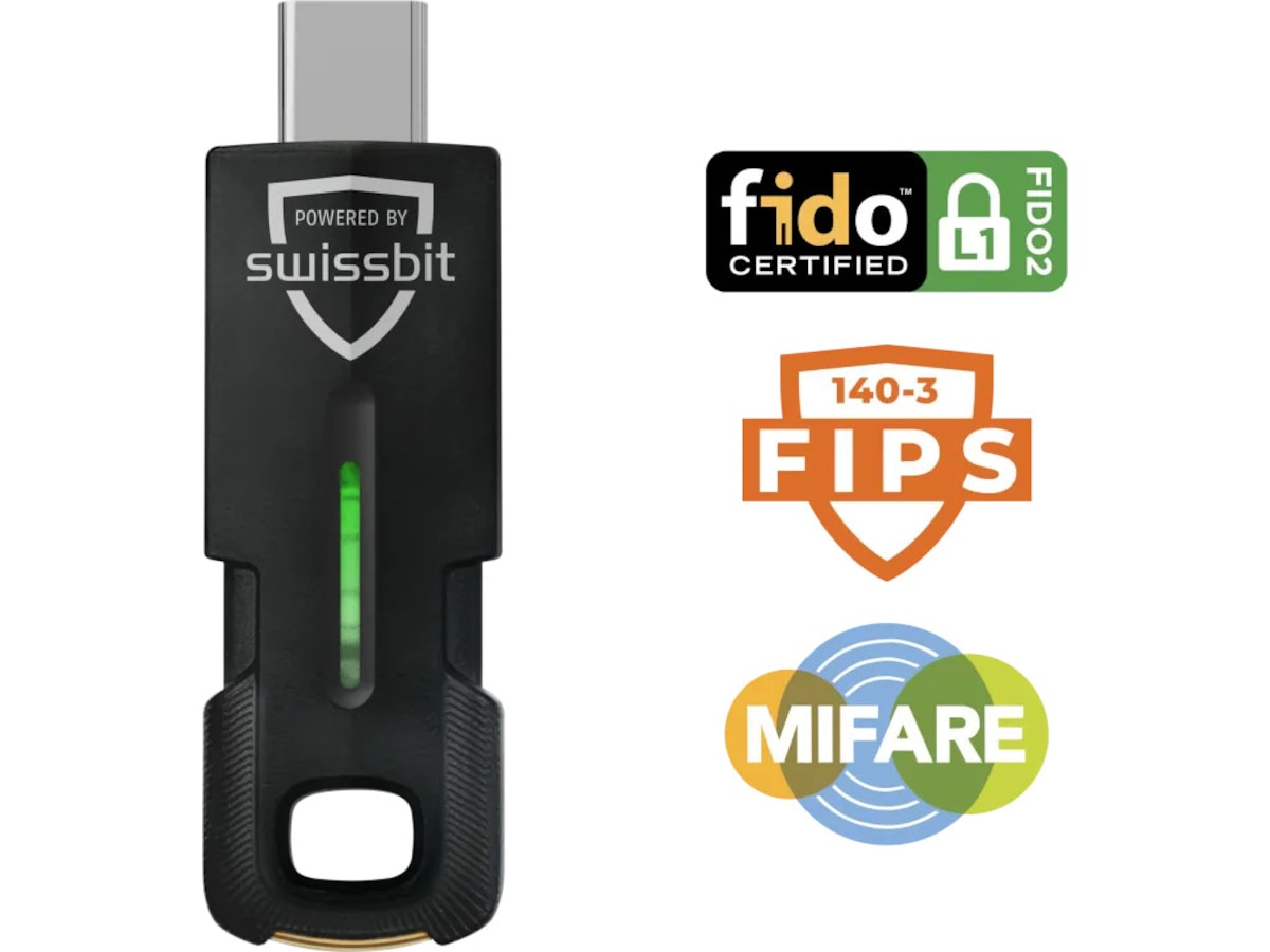 Swissbit iShield Key 2 USB-C sikkerhetsnøkkel med FIDO2-støtte Antivirus / Sikkerhet