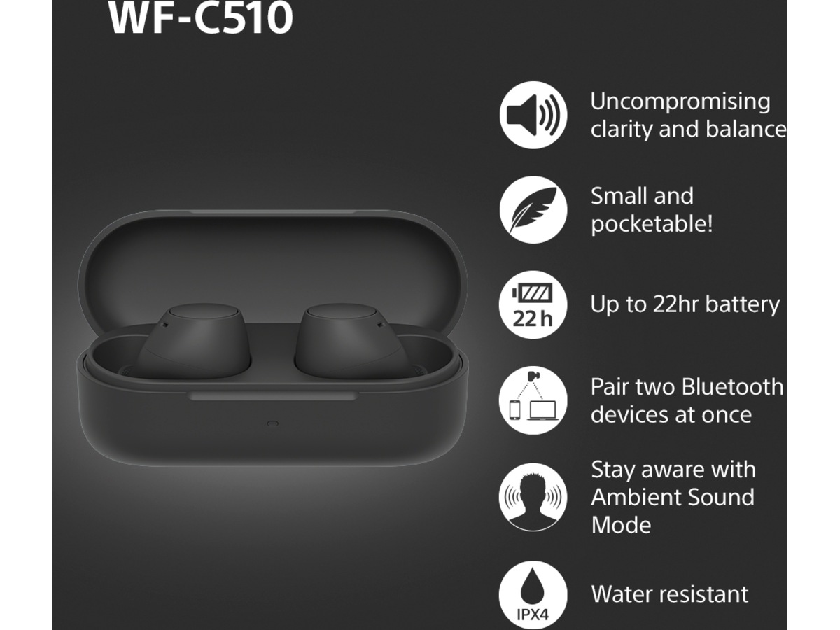 Sony WH-1000XM5 trådløse hodetelefoner, Over-Ear (blå) + WF-510 Buds Hodetelefoner