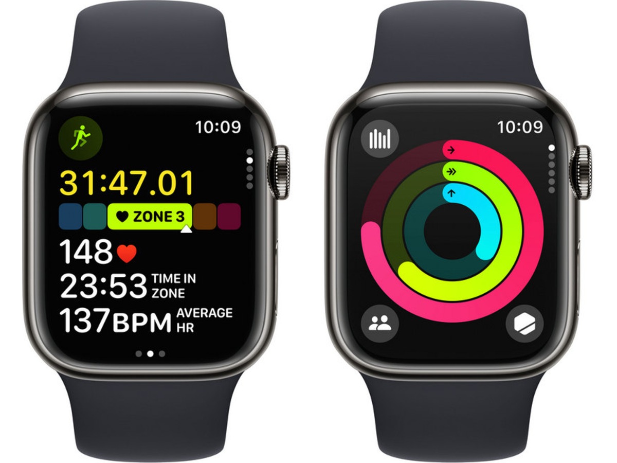 Apple Watch Series 9 GPS + LTE 41mm Rustfritt stål (grafitt) Smartklokker