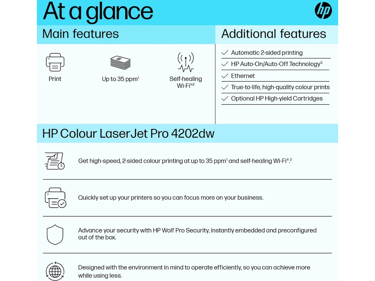 HP Color LaserJet Pro 4202dw laserskriver Skrivere