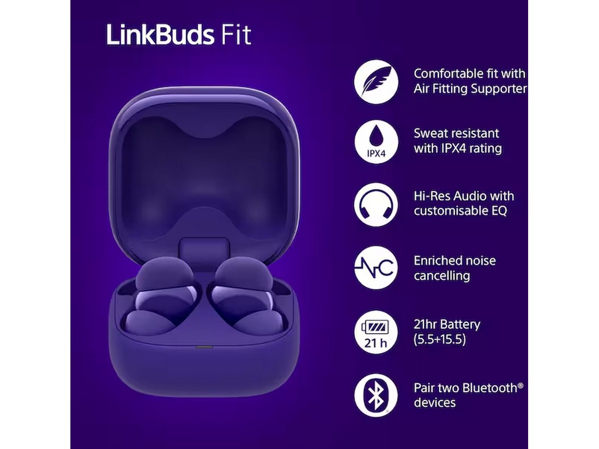 Sony Linkbuds Fit trådløse ørepropper, In-Ear (lilla) Ørepropper