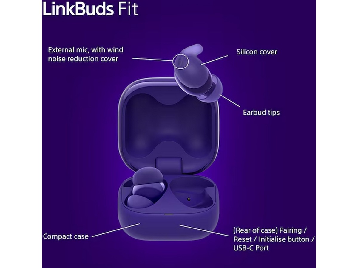 Sony Linkbuds Fit trådløse ørepropper, In-Ear (lilla) Ørepropper