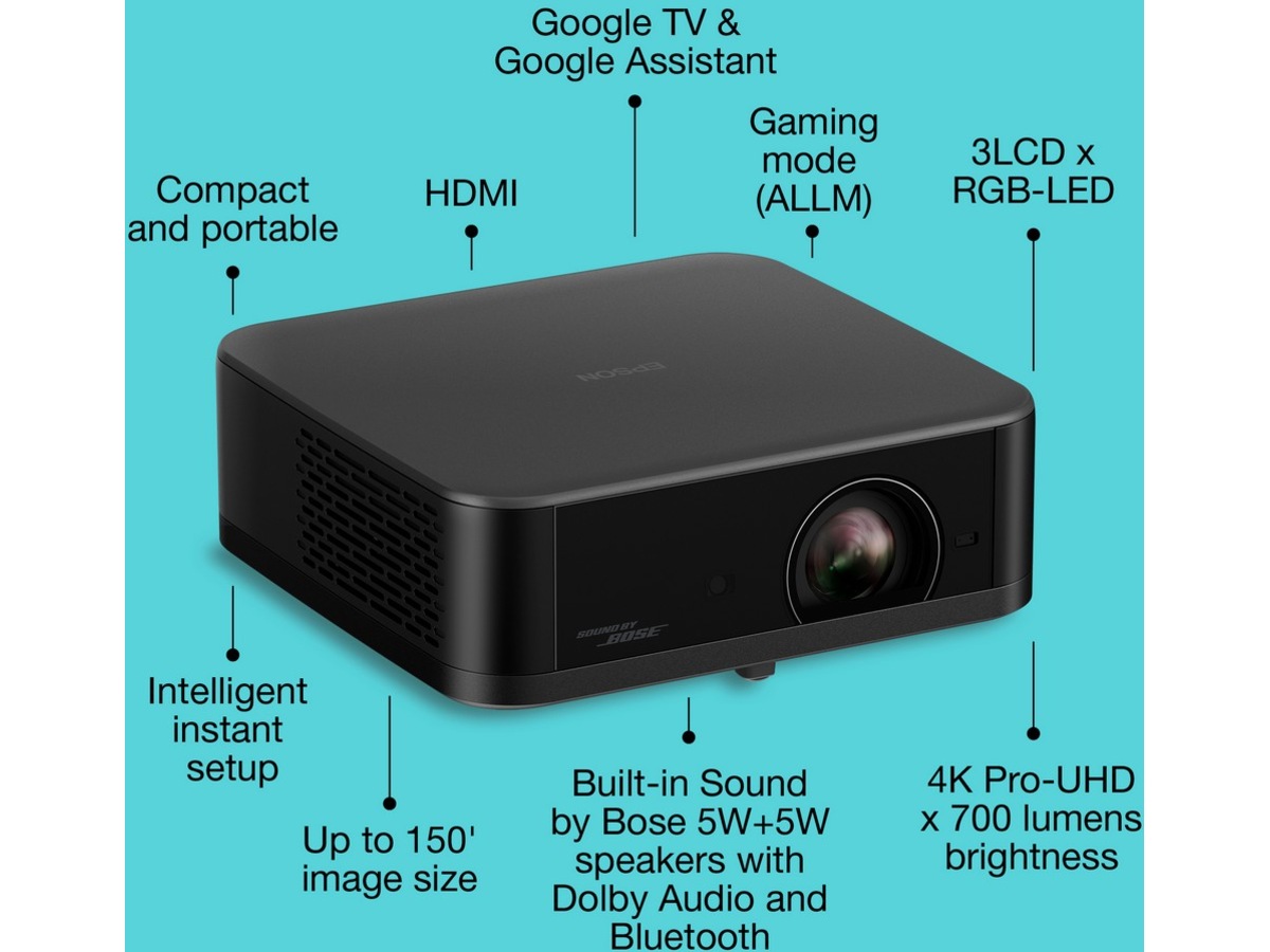 Epson Lifestudio Pop EF-62B 4K bærbar projektor (svart) Projektorer