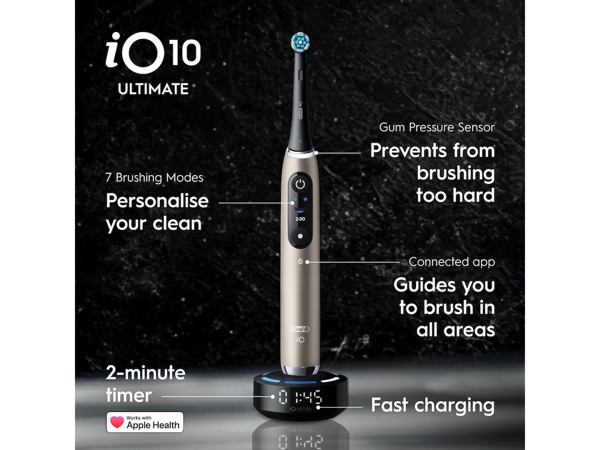 Oral-B iO10 elektrisk tannbørste (Lunar Gold) Tannbørstehoder