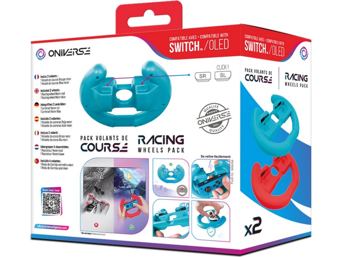 Oniverse Nintendo Switch klassiske Joy-Con ratt (rød/blå) Tilbehør