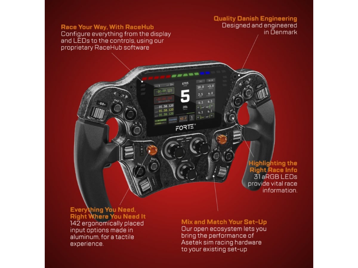 Asetek Forte Formula Pro Steering Wheel Ratt & pedaler