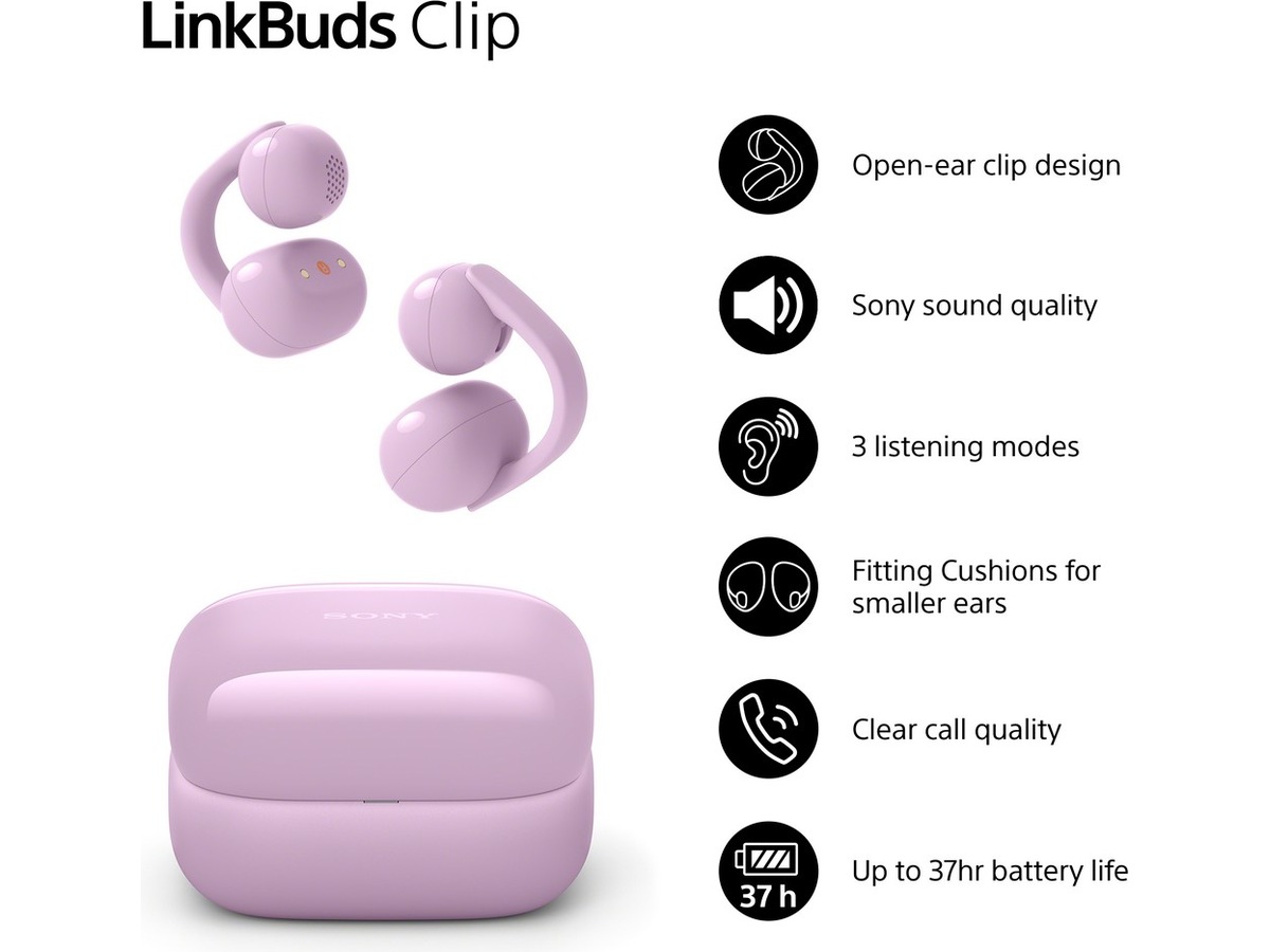 Sony LinkBuds Clip åpne øretelefoner (Lavendel) Hodetelefoner