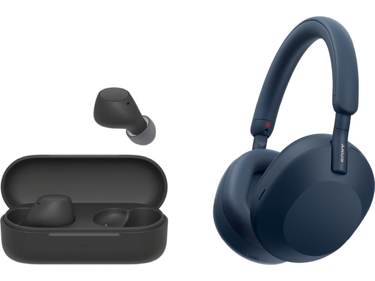 Sony WH-1000XM5 trådløse hodetelefoner, Over-Ear (blå) + WF-510 Buds Hodetelefoner