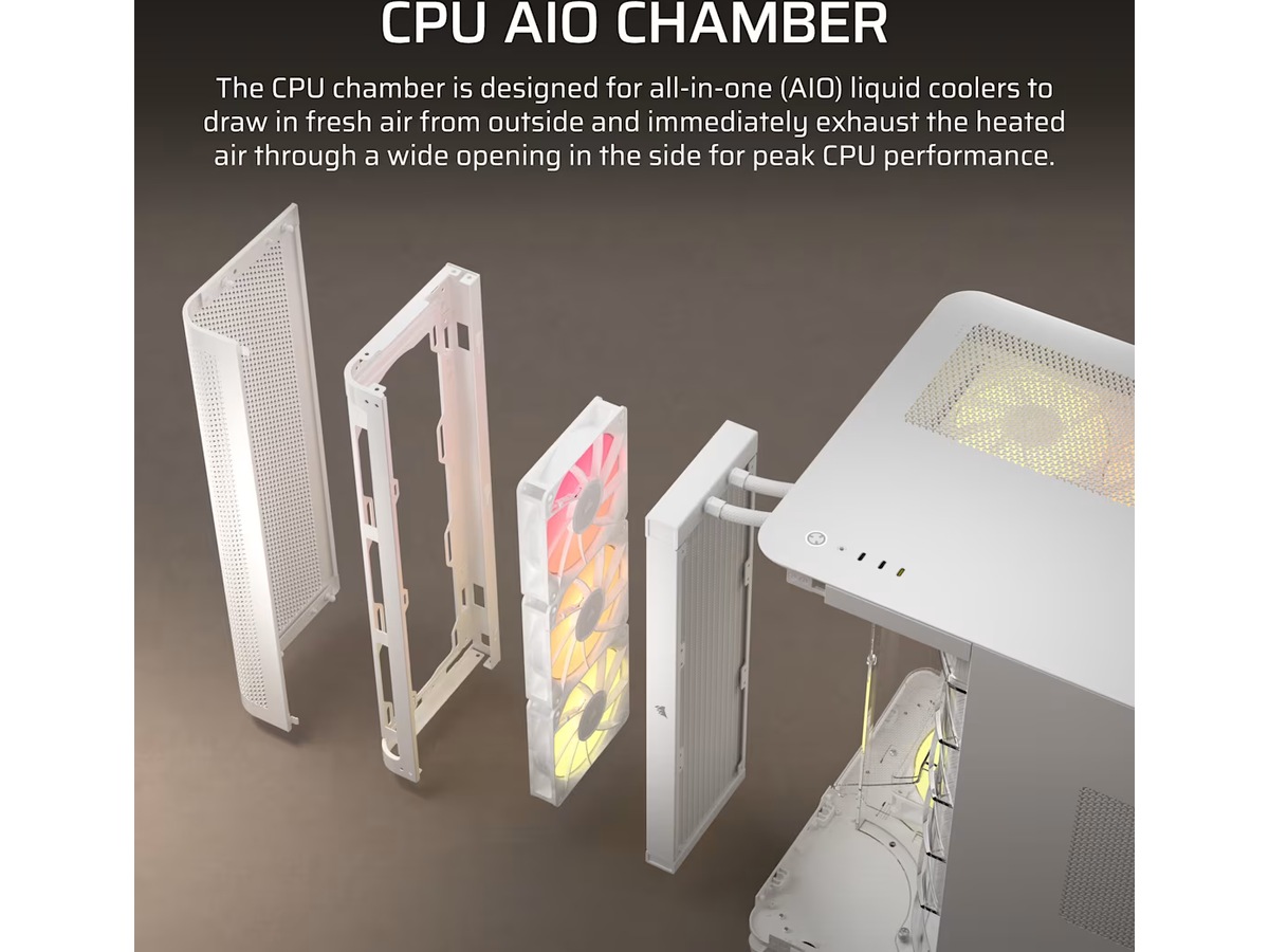 Corsair AIR 5400 RS-R ARGB Triple Chamber Mid Tower (hvit) Midi tower