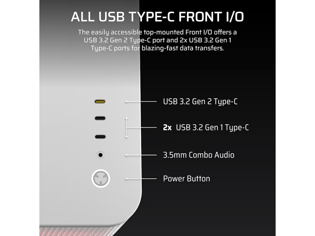 Corsair AIR 5400 RS-R ARGB Triple Chamber Mid Tower (hvit) Midi tower