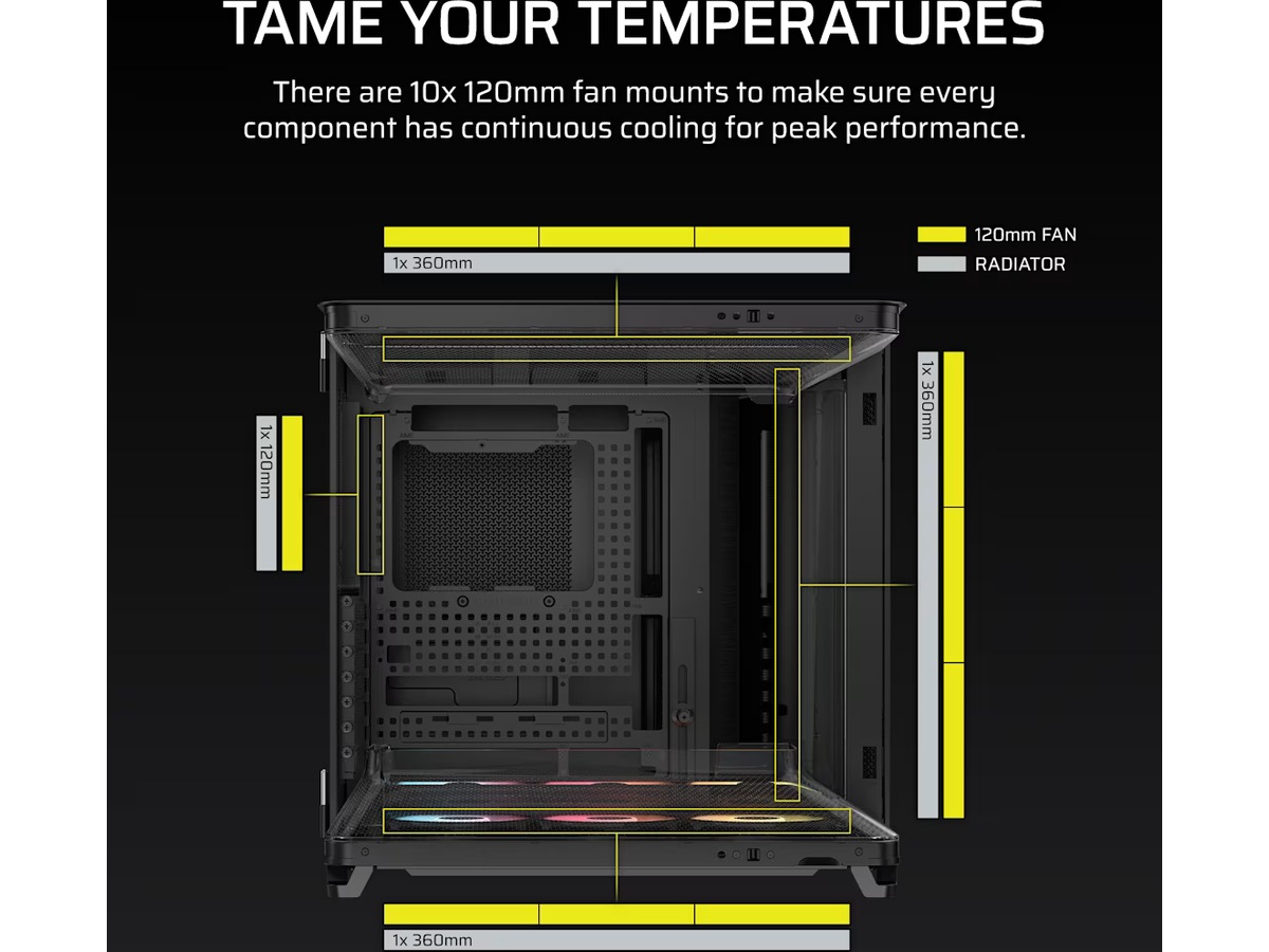 Corsair AIR 5400 RS-R ARGB Triple Chamber Mid Tower (svart) Midi tower