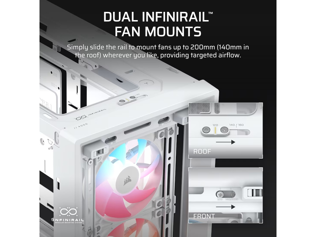 Corsair Frame 4000D LCD RS Performance Mid Tower (hvit) Midi tower