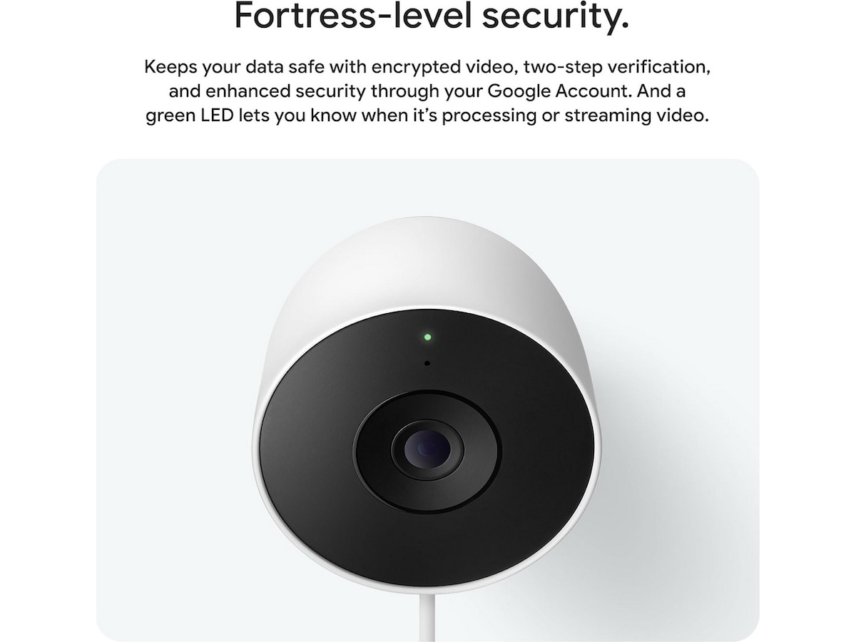 Google Nest Cam utendørs 2. gen (med ledning, hvit) Overvåkningskameraer