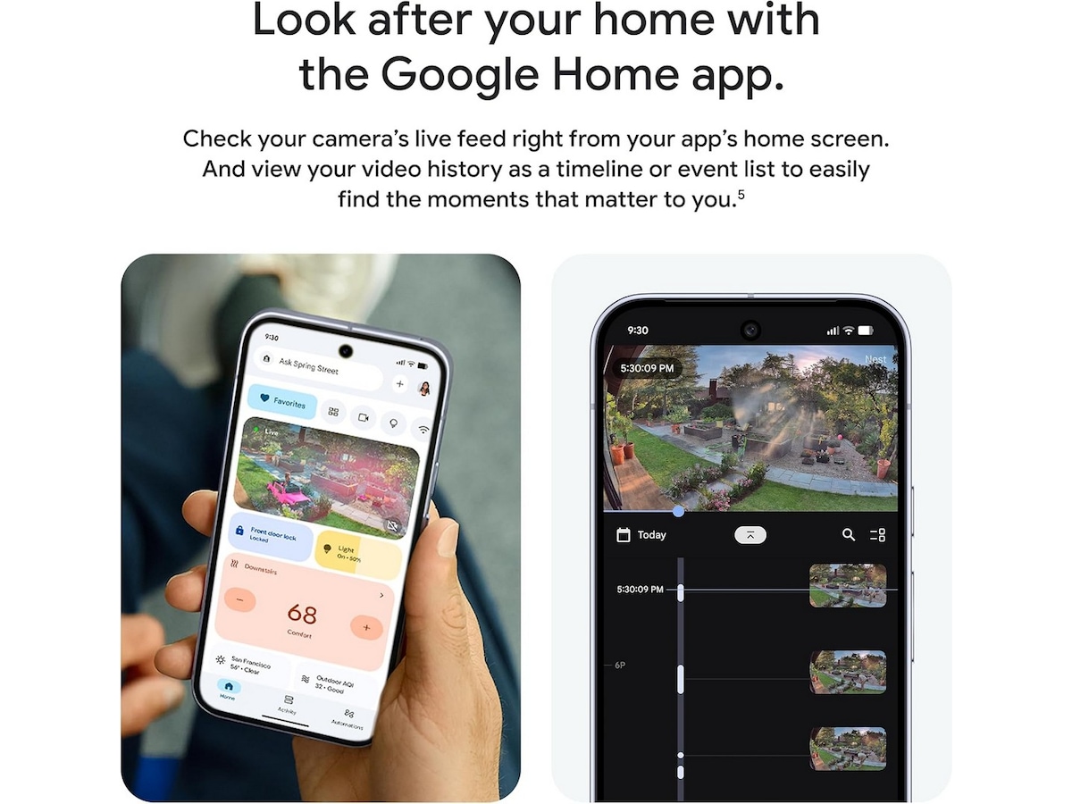 Google Nest Cam utendørs 2. gen (med ledning, hvit) Overvåkningskameraer