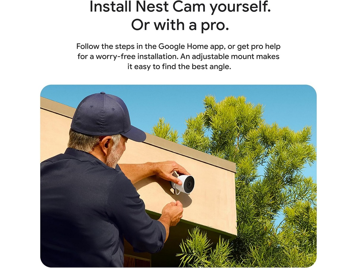 Google Nest Cam utendørs 2. gen (med ledning, hvit) Overvåkningskameraer