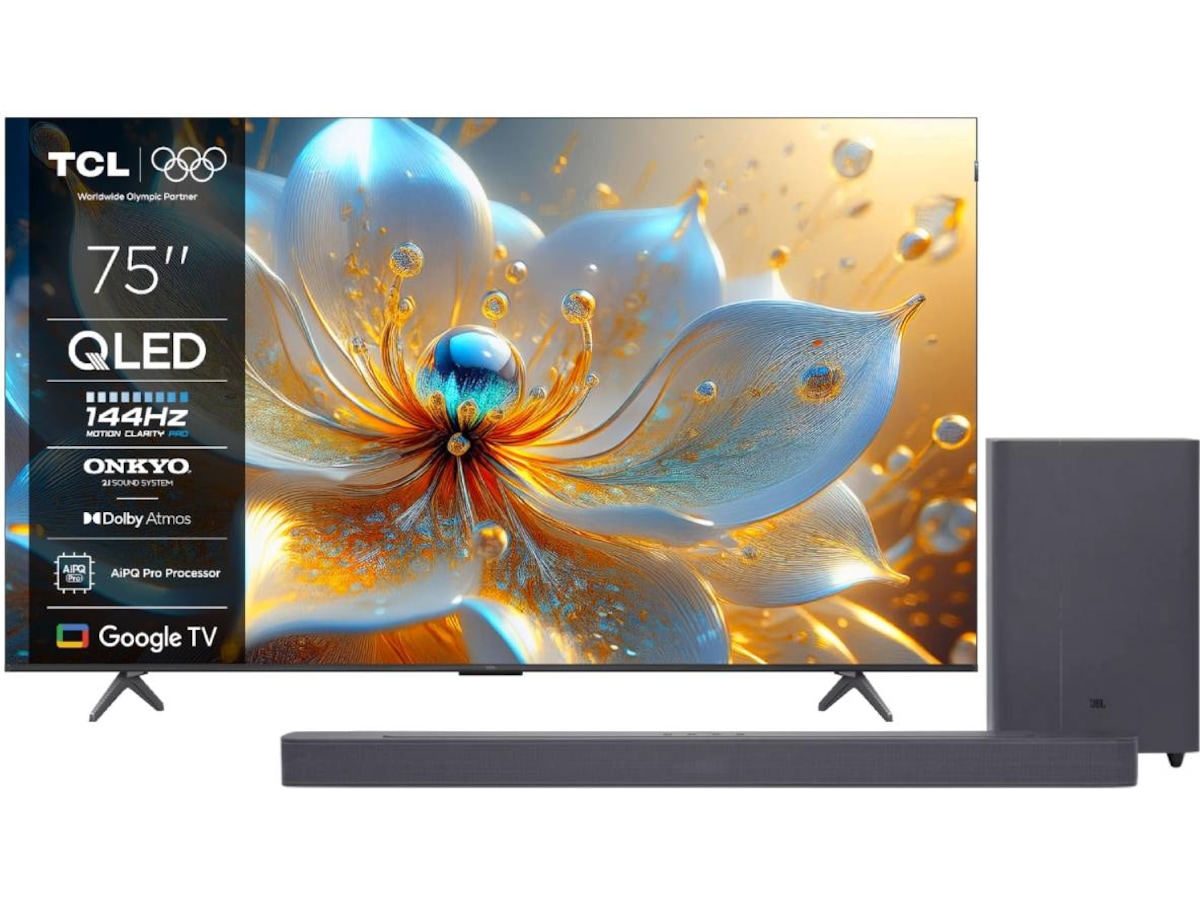 TCL 75" T8C 4K QLED Google TV (2025) + soundbar 70 - 79 tommer TV