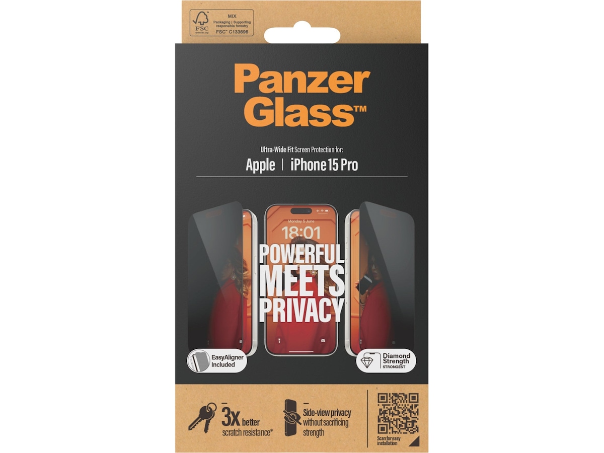 Panzerglass iPhone 15 Pro Privacy Skjermbeskytter Skjermbeskyttelse