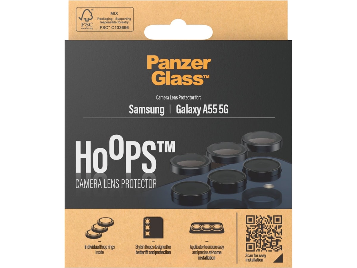 PanzerGlass Galaxy A55 5G Hoops Linsebeskytter (sort) Skjermbeskyttelse