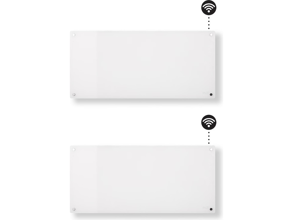 Mill Glass WiFi Gen 3 Panelovn 1000W (hvit) 2-pakning
