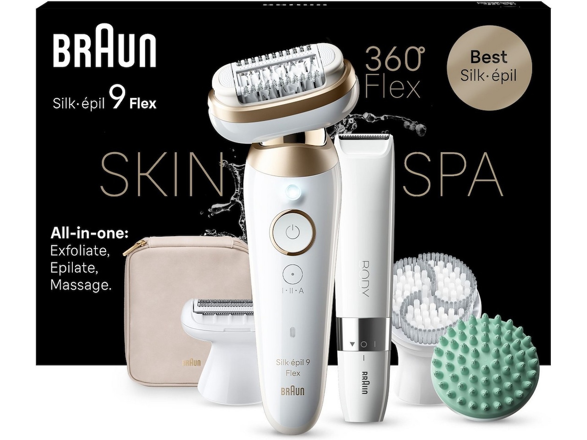 Braun Silk-épil 9 Flex 3S SkinSpa Epilator SES9-481 (hvit/gull) Epilator & IPL-hårfjerning