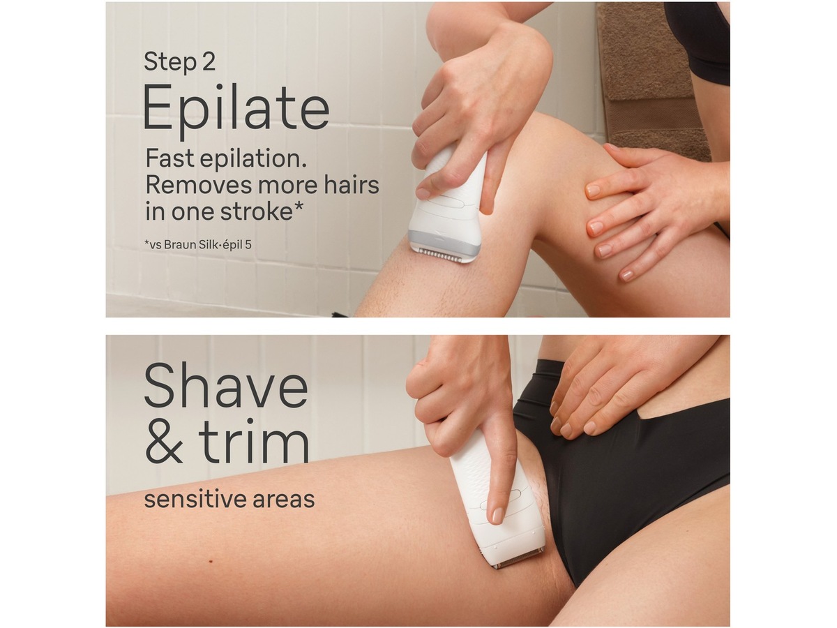 Braun Silk-épil 7 SkinSpa SE7-081 Epilator (hvit/sølv) Epilator & IPL-hårfjerning