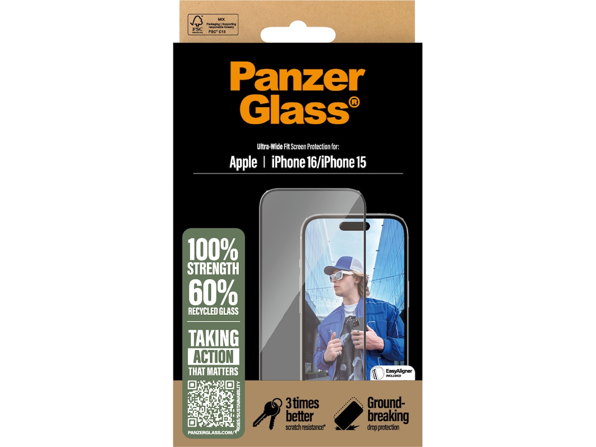 PanzerGlass iPhone 15 / 16 skjermbeskytter Skjermbeskyttelse