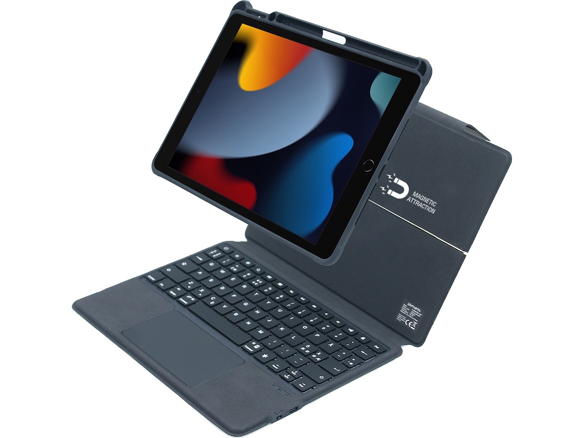 4smarts iPad Air 10,9" / 11" 2-i-1 Tastaturdeksel (grå) Tastatur og stylus