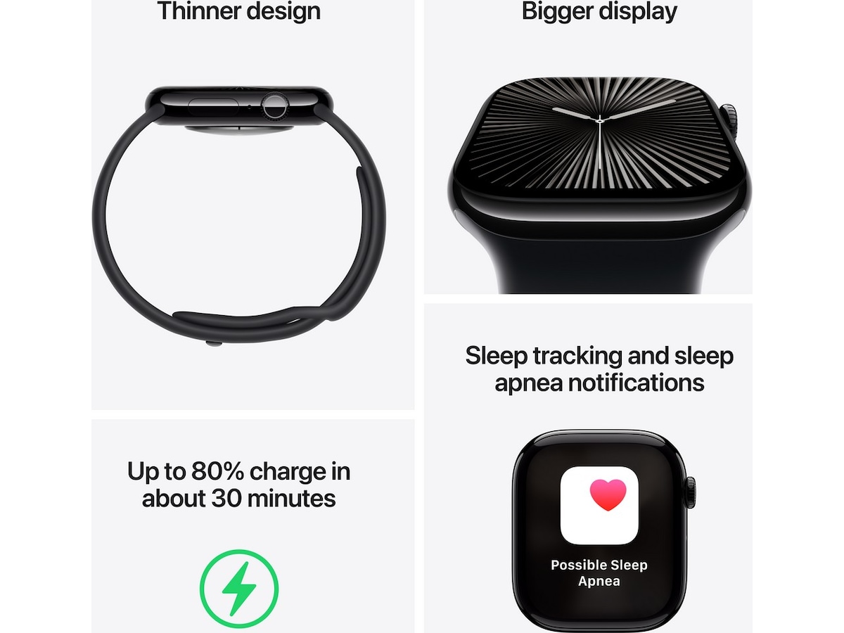 Apple Watch Series 10 46mm GPS + LTE Aluminium (gagatsvart) Smartklokker