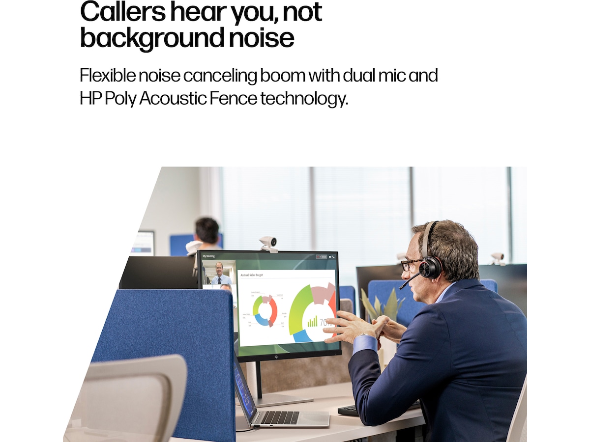 Poly Voyager 4320-M MS USB-C Headset med ladestativ Hodesett, trådløse