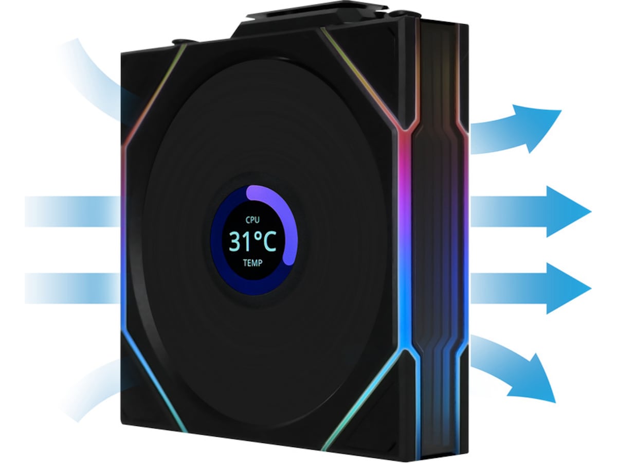 Lian Li UNI FAN TL Wireless LCD Reverse 3pk (sort) Vifter