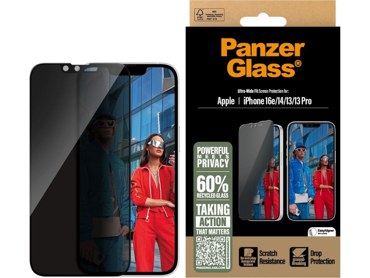 PanzerGlass iPhone 16e/14/13/13 Pro Privacy Skjermbeskytter Skjermbeskyttelse