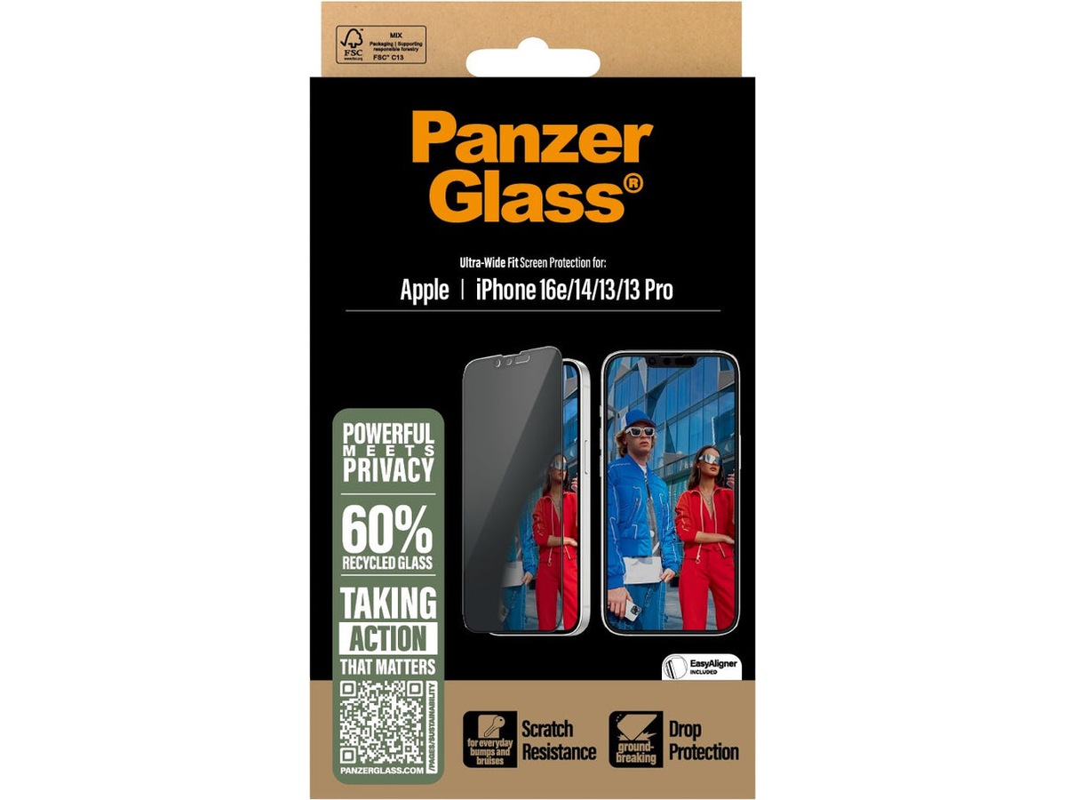 PanzerGlass iPhone 16e/14/13/13 Pro Privacy Skjermbeskytter Skjermbeskyttelse