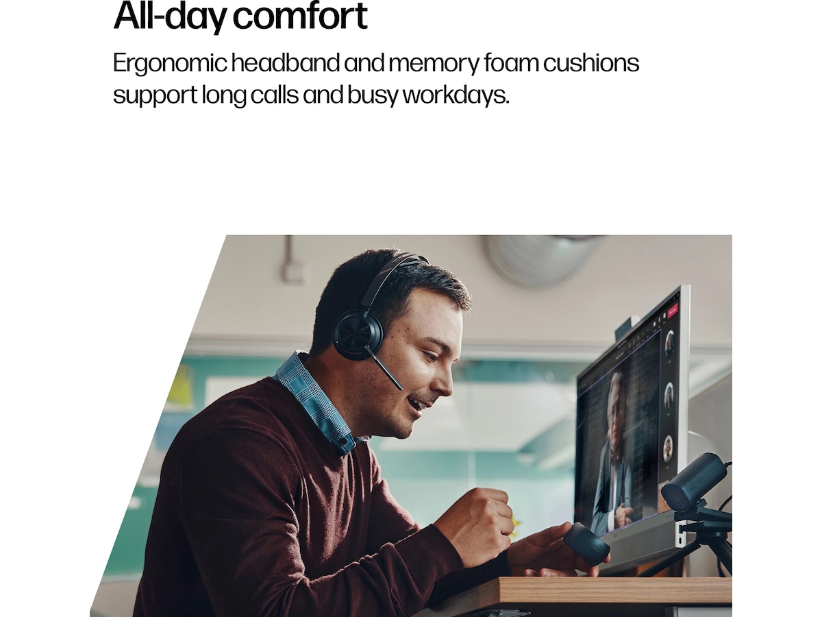 Poly Voyager Focus 2 MS USB-C Headset med ladestativ Hodesett, trådløse