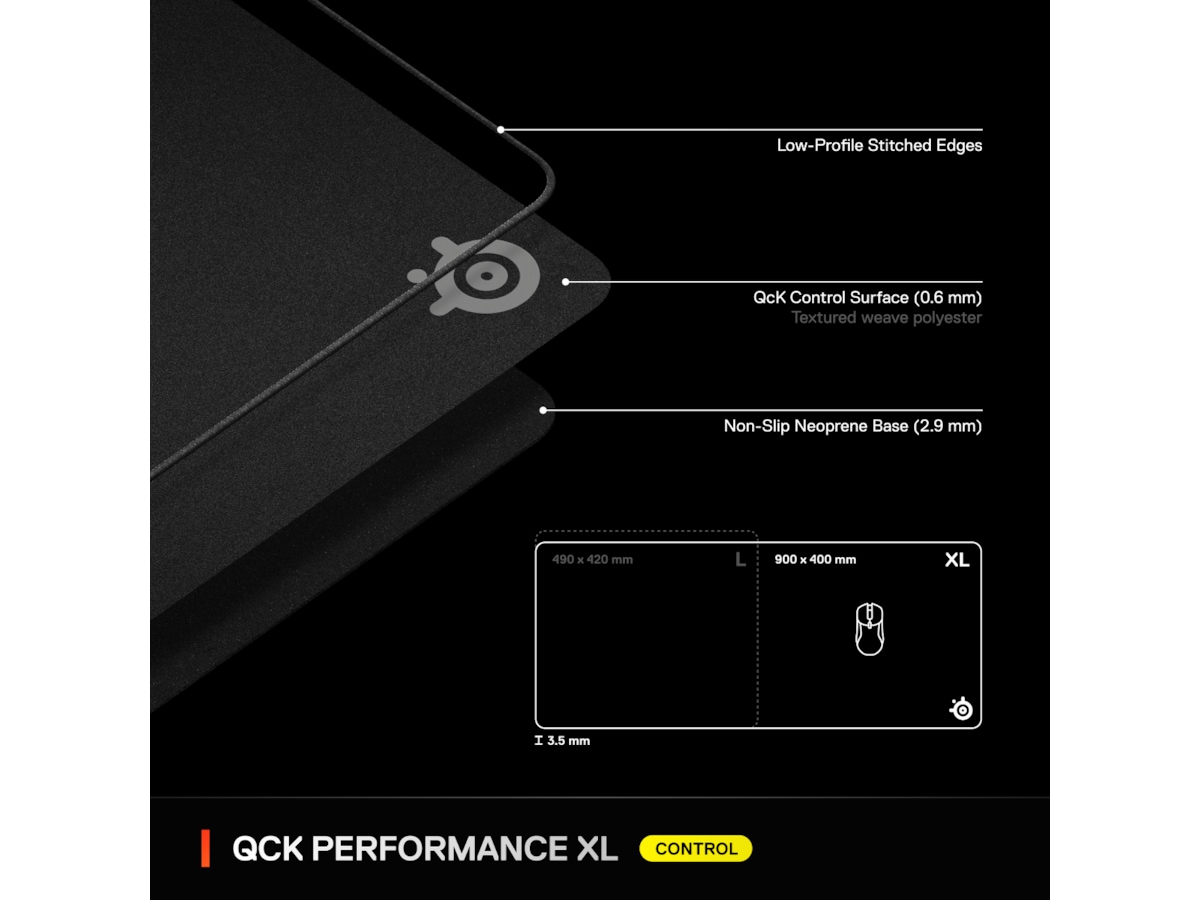 SteelSeries QcK Performance XL Control gamingmusematte Gamingmusematte