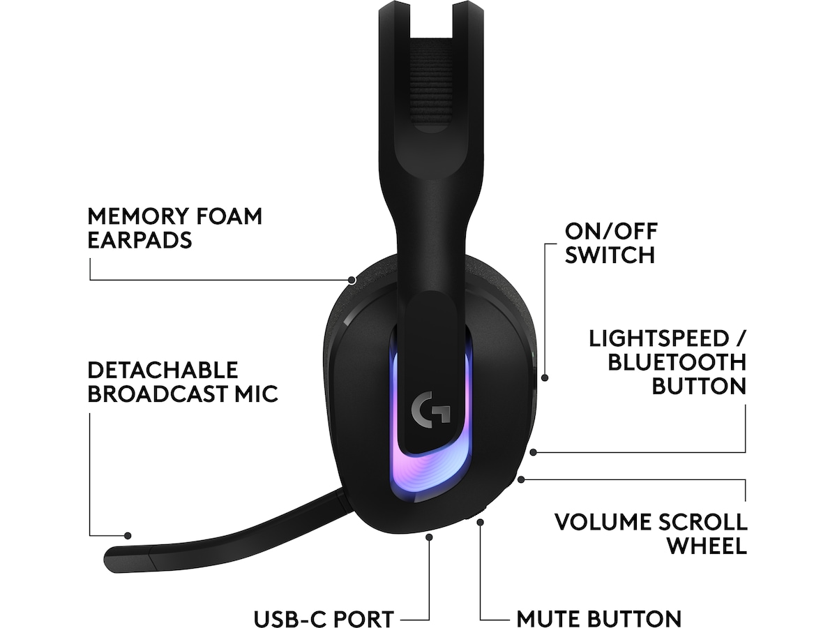 Logitech G522 Lightspeed trådløst gaming-headset (svart) Gaming headset