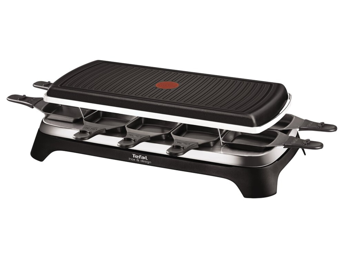 Tefal Raclette Inox & Design 10 panner sort RE458812 Andre kjøkkenapparater