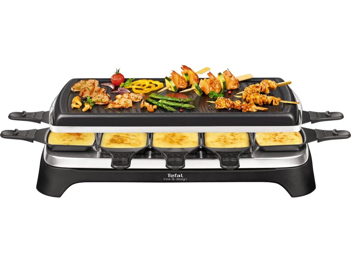 Tefal Raclette Inox & Design 10 panner sort RE458812 Andre kjøkkenapparater