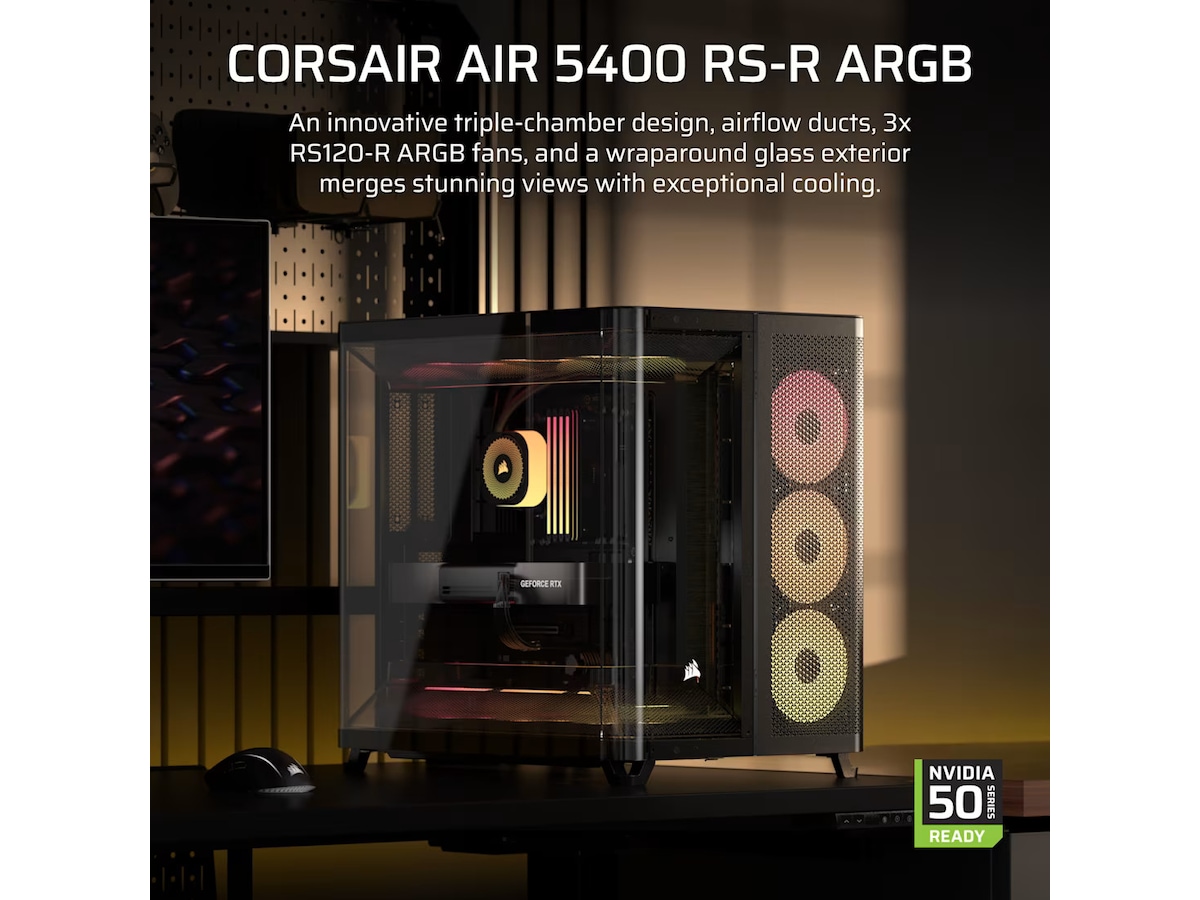Corsair AIR 5400 RS-R ARGB Triple Chamber Mid Tower (svart) Midi tower