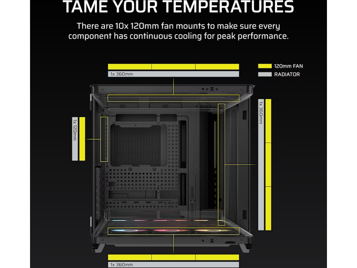 Corsair AIR 5400 RS-R ARGB Triple Chamber Mid Tower (svart) Midi tower