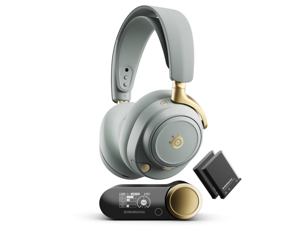 SteelSeries Arctis Nova Elite Trådløst Gamingheadset (salvie og gull) Gaming headset