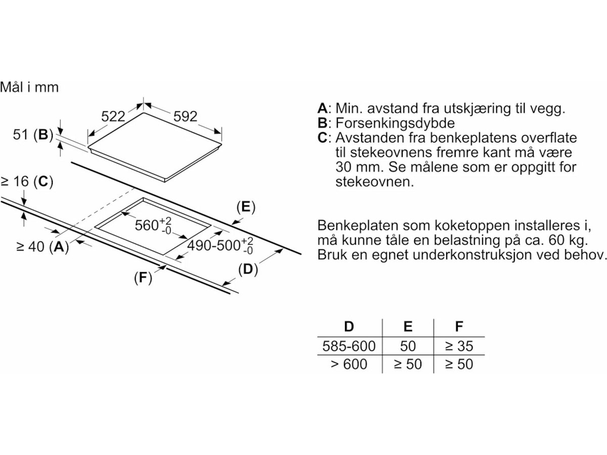 Siemens EH631BEB6X Induksjonsplate (sort) -B-Grade Demo induksjonstopp & platetopp
