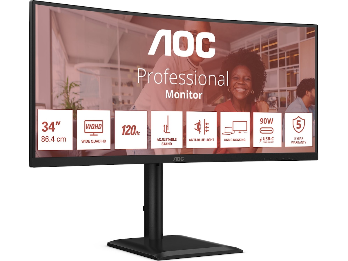 AOC 34" buet skjerm CU34E4CV Skjermer