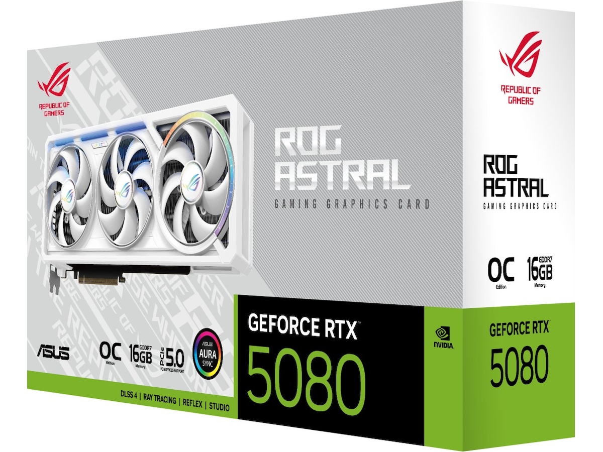 Asus ROG Astral GeForce RTX 5080 OC (hvit) Skjermkort
