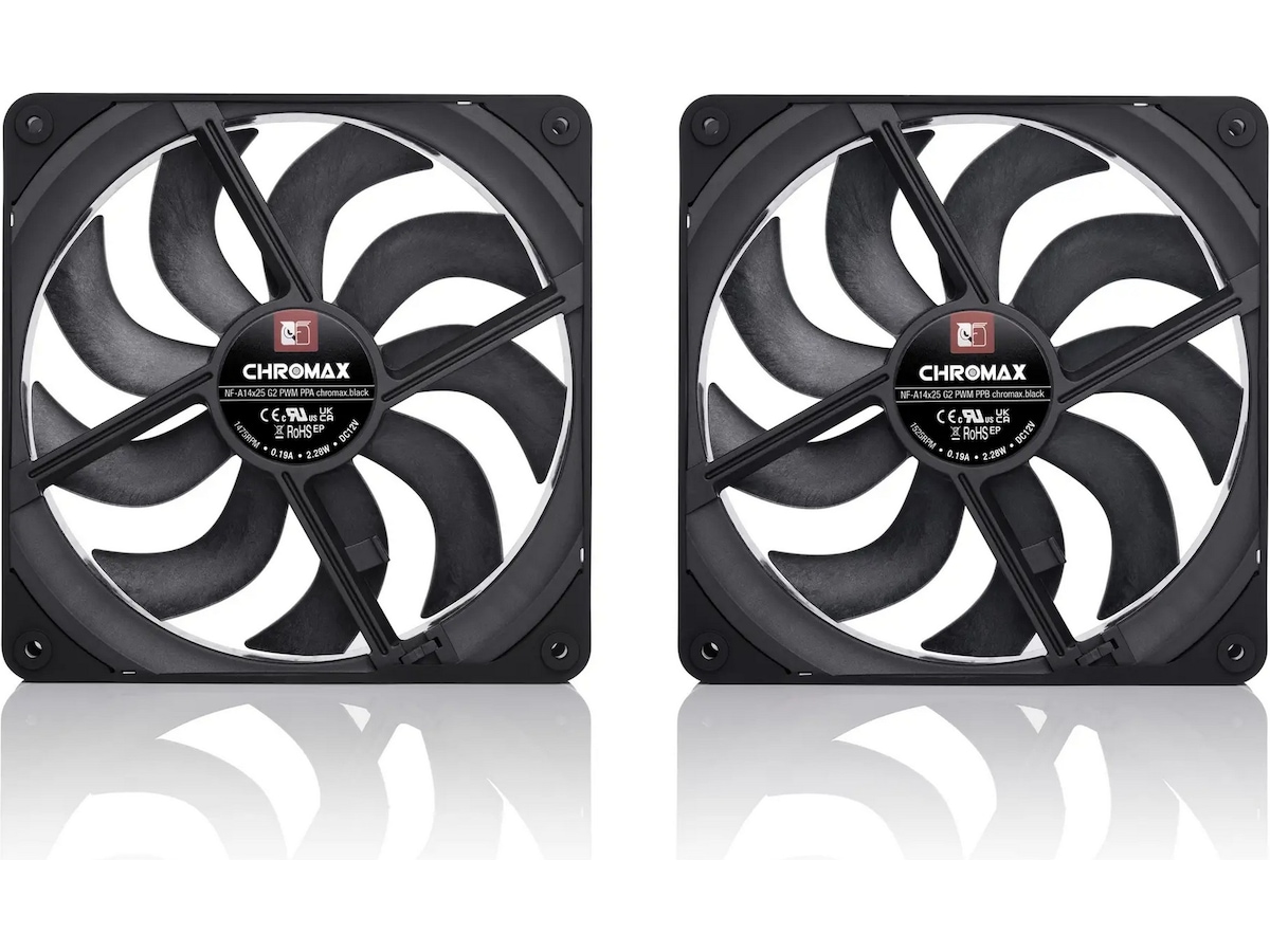 Noctua NF-A14x25 G2 PWM Sx2-PP chromax.black Vifte 2pk Vifter