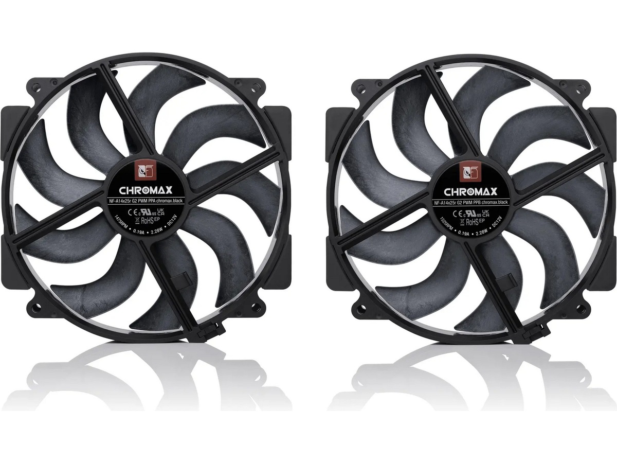 Noctua NF-A14x25r G2 PWM Sx2-PP chromax.black Vifte Vifter