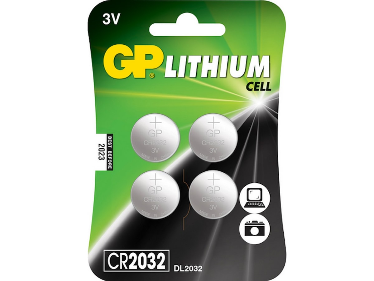 GP Ultra Plus litium knappcellebatteri CR2032 4-pakning Batterier til generell bruk